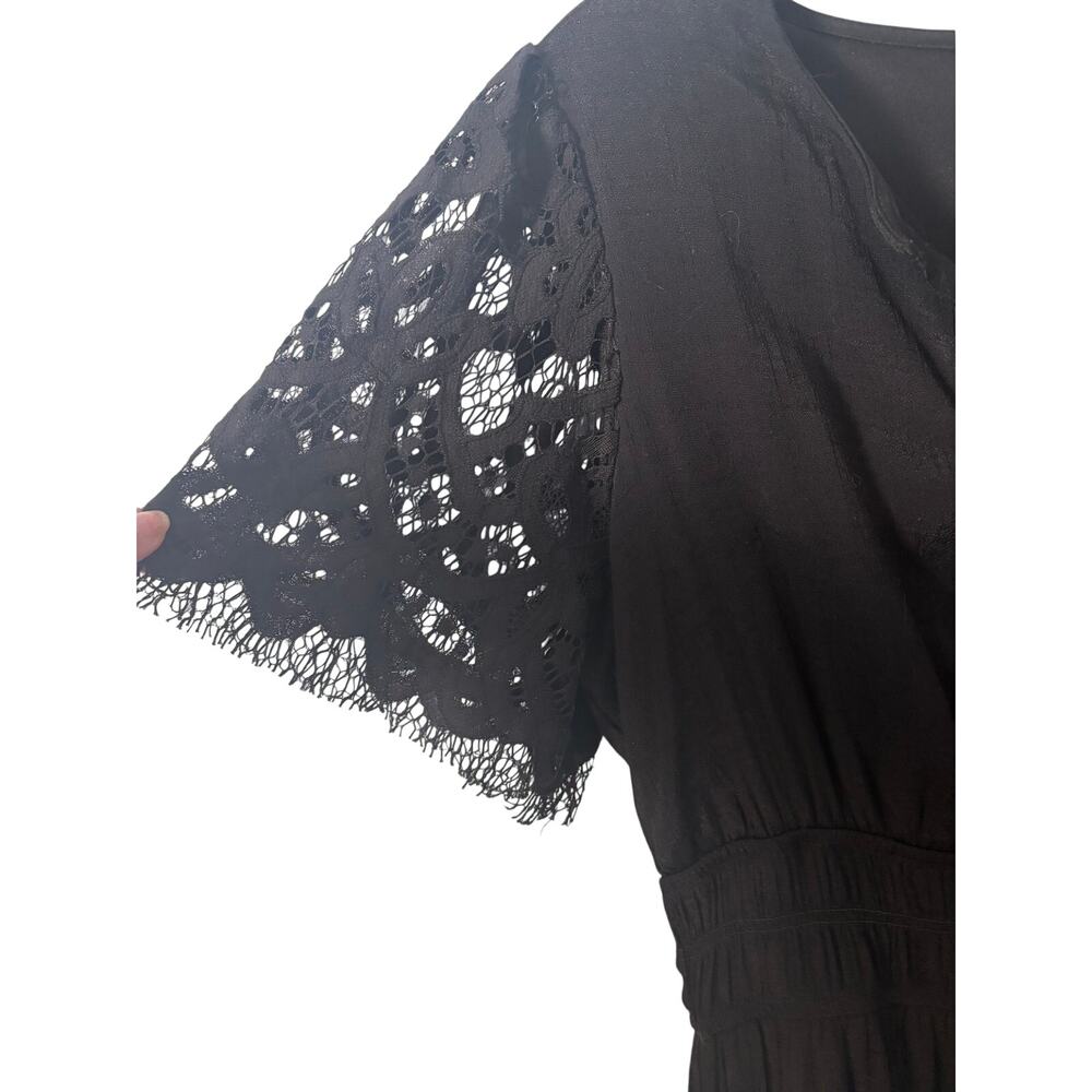 J Gee Lace Maxi Dress XL Smocked Waist Whimsigoth Boho Dark Romantic Gothic - Picture 3 of 8